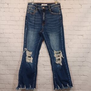 Zenana Hi Rise Crop Jeans Distressed